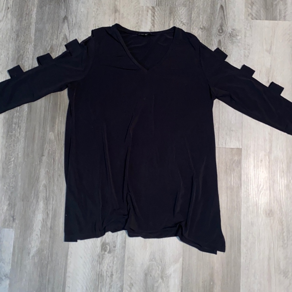 Alisha D black silk/stretch dress shirt xl